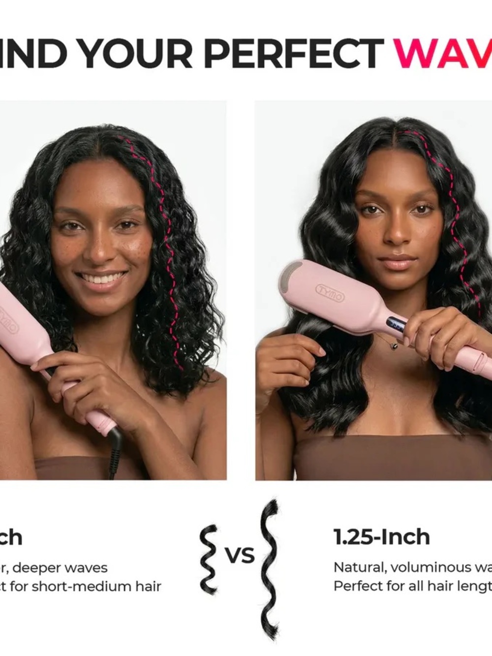 Rovy Pink Wave Curling Iron - Compact Hair Styler - Picture 5 of 13